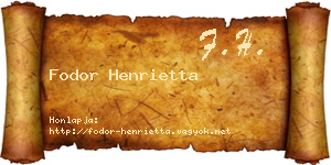 Fodor Henrietta névjegykártya